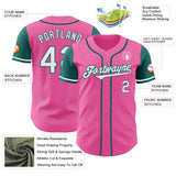 Custom Pink White-Teal Authentic Two Tone Baseball Jersey