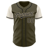 Custom Olive Black-Cream Authentic Two Tone Salute To Service Baseball Jersey