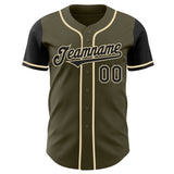 Custom Olive Black-Cream Authentic Two Tone Salute To Service Baseball Jersey