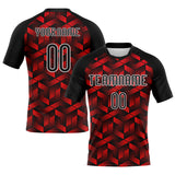 Custom Fire Red Black-White Geometric Shape Sublimation Volleyball Uniform Jersey