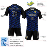 Custom Thunder Blue Black-White Geometric Shape Sublimation Volleyball Uniform Jersey