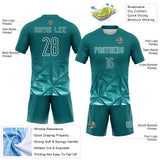 Custom Midnight Green White Geometric Shape Sublimation Volleyball Uniform Jersey