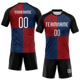 Custom Black Red-Royal Geometric Shape Sublimation Volleyball Uniform Jersey