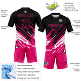 Custom Black Pink-White Lines Sublimation Volleyball Uniform Jersey