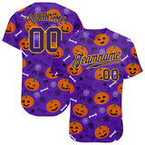 Custom 3D Pattern Halloween Pumpkins Authentic Baseball Jersey