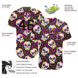 Custom 3D Pattern Halloween Skulls With Floral Authentic Baseball Jersey