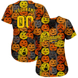 Custom 3D Pattern Halloween Pumpkins Authentic Baseball Jersey