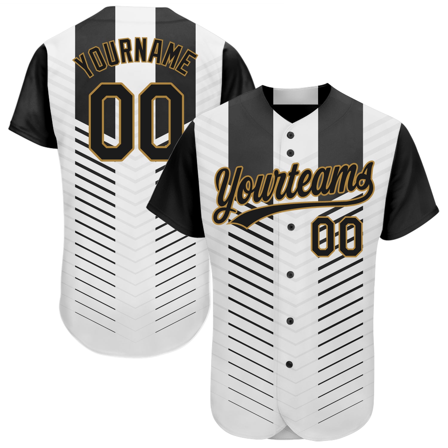 Custom Black Gold-White Authentic Two Tone Baseball Jersey