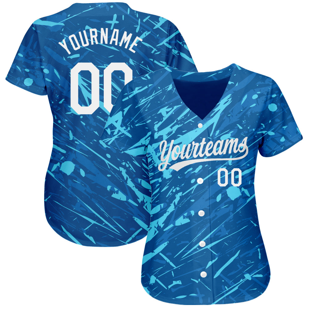 Custom Royal White-Light Blue Baseball Jersey Shirt for team 3D