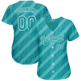 Custom Aqua Teal-White 3D Pattern Design Authentic Baseball Jersey