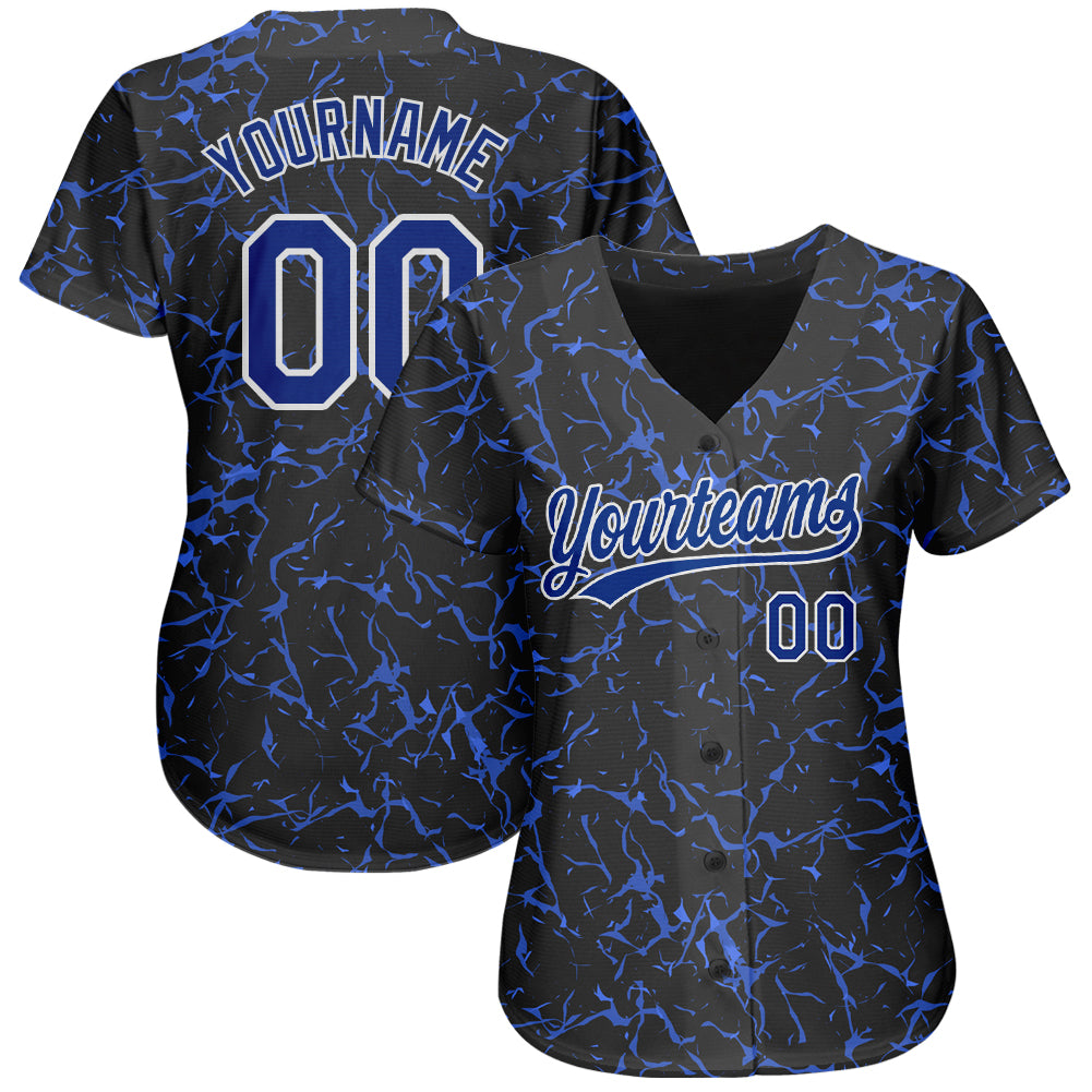 Custom Black Royal-White 3D Pattern Design Authentic Baseball Jersey Sale –  UKSN INC