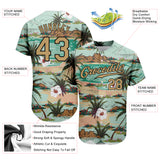 Custom Aqua Old Gold-Black 3D Pattern Design Hawaii Palm Trees And Flowers Authentic Baseball Jersey