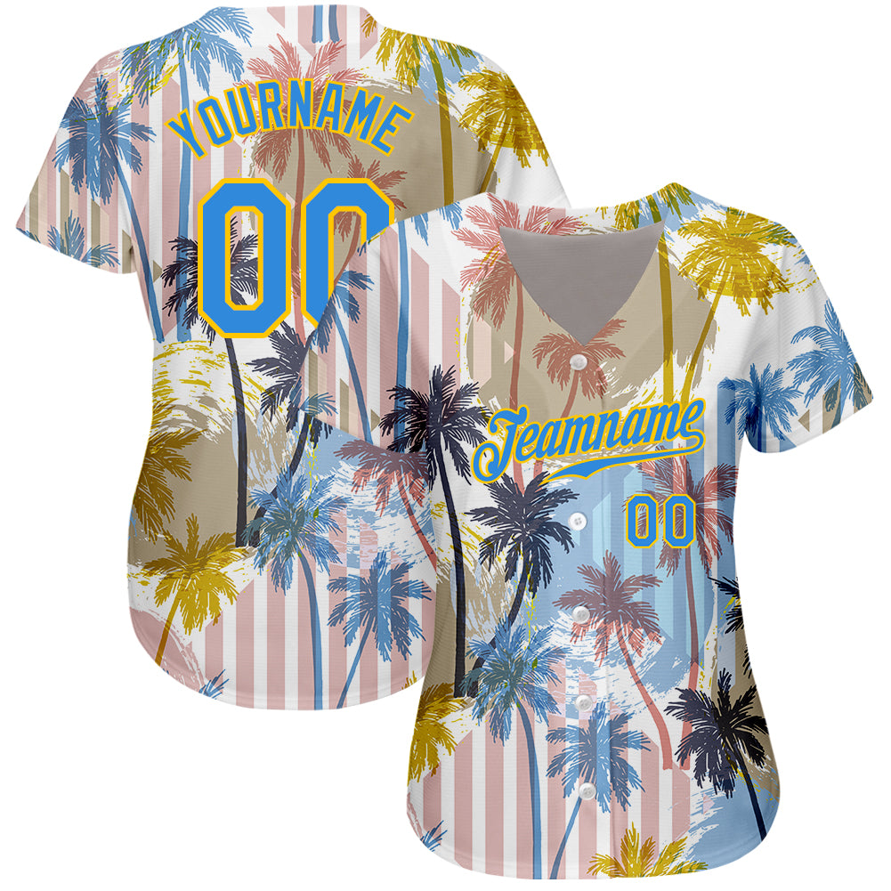 Custom 3D Pattern Design Hawaii Coconut Trees Authentic Baseball