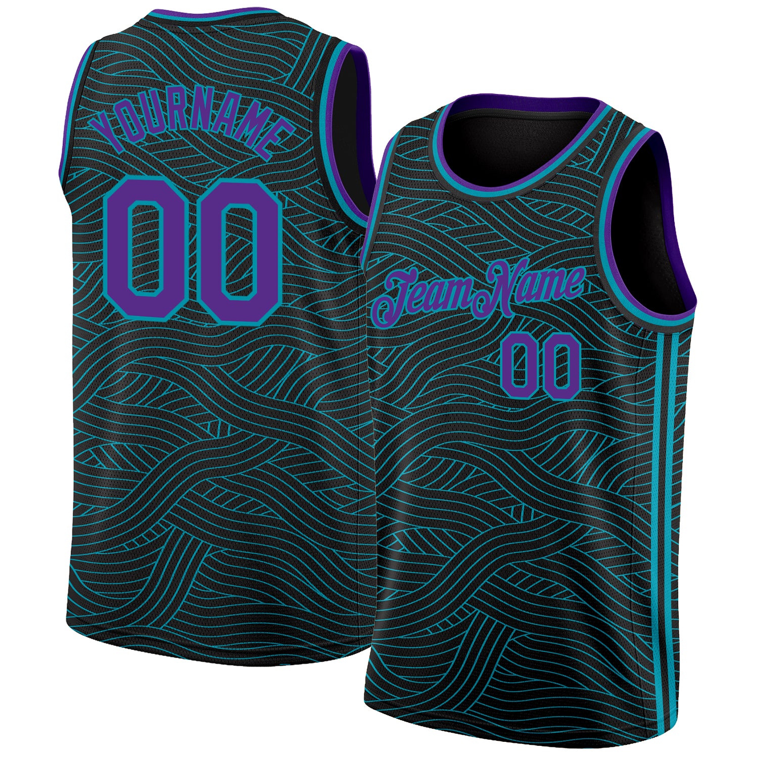  Custom Basketball Jersey V-Neck 2 Color Trim Black and