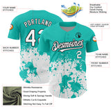 Custom Aqua White-Black 3D Pattern Design Abstract Splash Grunge Art Authentic Baseball Jersey