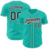 Custom Aqua Black-Gray Authentic Baseball Jersey