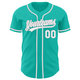 Custom Aqua White-Gray Authentic Baseball Jersey