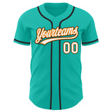 Custom Aqua White Bay Orange-Black Authentic Baseball Jersey