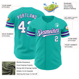 Custom Aqua White-Purple Authentic Baseball Jersey