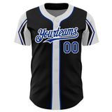 Custom Black Royal-White 3 Colors Arm Shapes Authentic Baseball Jersey