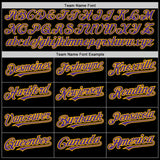 Custom Black Purple-Gold 3 Colors Arm Shapes Authentic Baseball Jersey