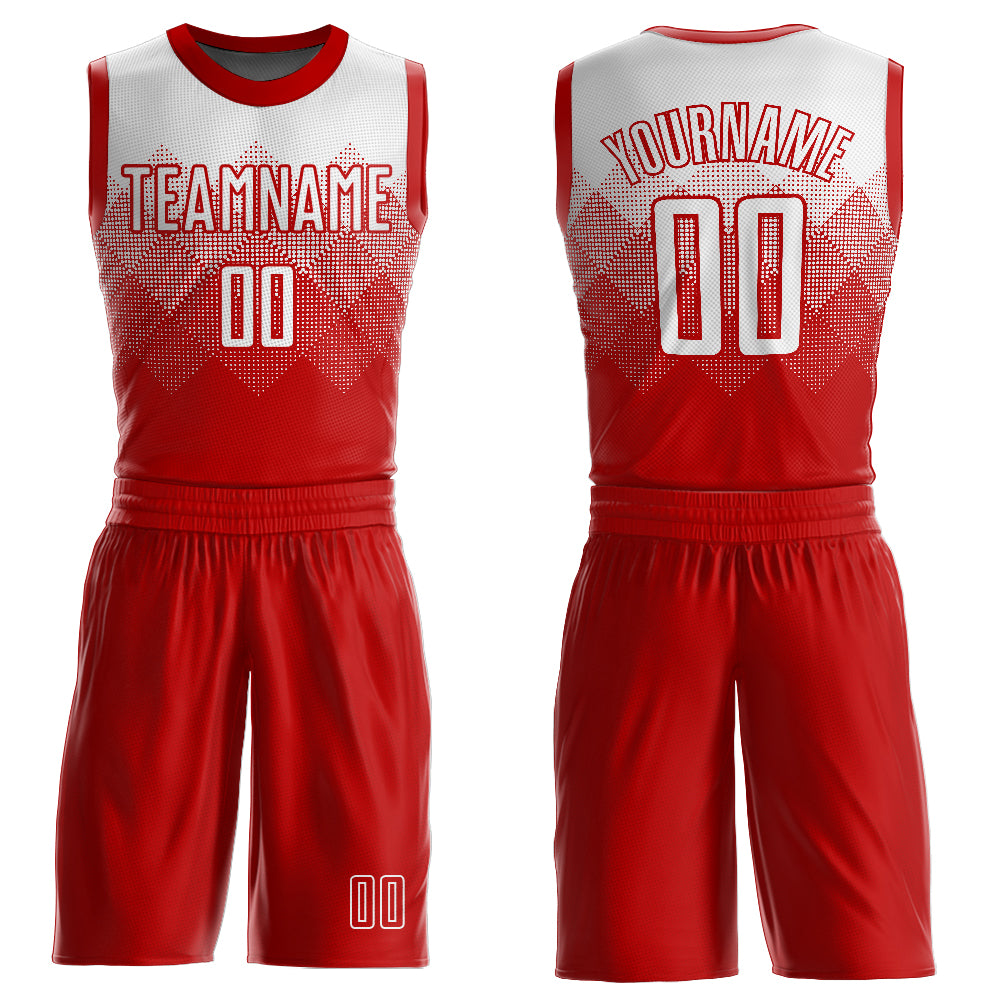 Custom Red Red-Black Round Neck Sublimation Basketball Suit Jersey Discount