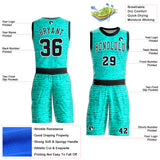 Custom Aqua Black-White Round Neck Sublimation Basketball Suit Jersey