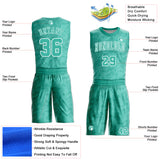 Custom Aqua White Round Neck Sublimation Basketball Suit Jersey