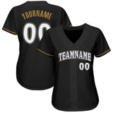 Custom Black White Old Gold-Royal Authentic Baseball Jersey