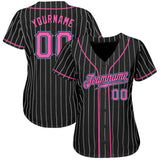 Custom Team Light Blue Baseball Authentic Black Jersey Pink