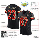 Custom Black Red-Cream Mesh Authentic Football Jersey