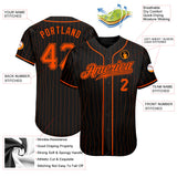 Custom Black Orange Pinstripe Orange-Black Authentic Baseball Jersey