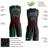 Custom Black Black-Red Round Neck Sublimation Basketball Suit Jersey