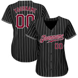 Custom Gold Black Pinstripe Maroon-Black Authentic Basketball