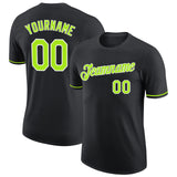 Custom Black Neon Green-White Performance T-Shirt