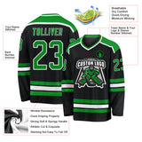 Custom Black Grass Green-White Hockey Jersey