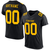 Custom Black Gold Mesh Authentic Football Jersey