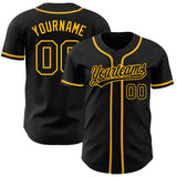 Custom Black Black-Gold Authentic Baseball Jersey