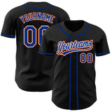 Custom Black Royal-Orange Authentic Baseball Jersey