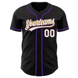 Custom Black White Old Gold-Purple Authentic Baseball Jersey