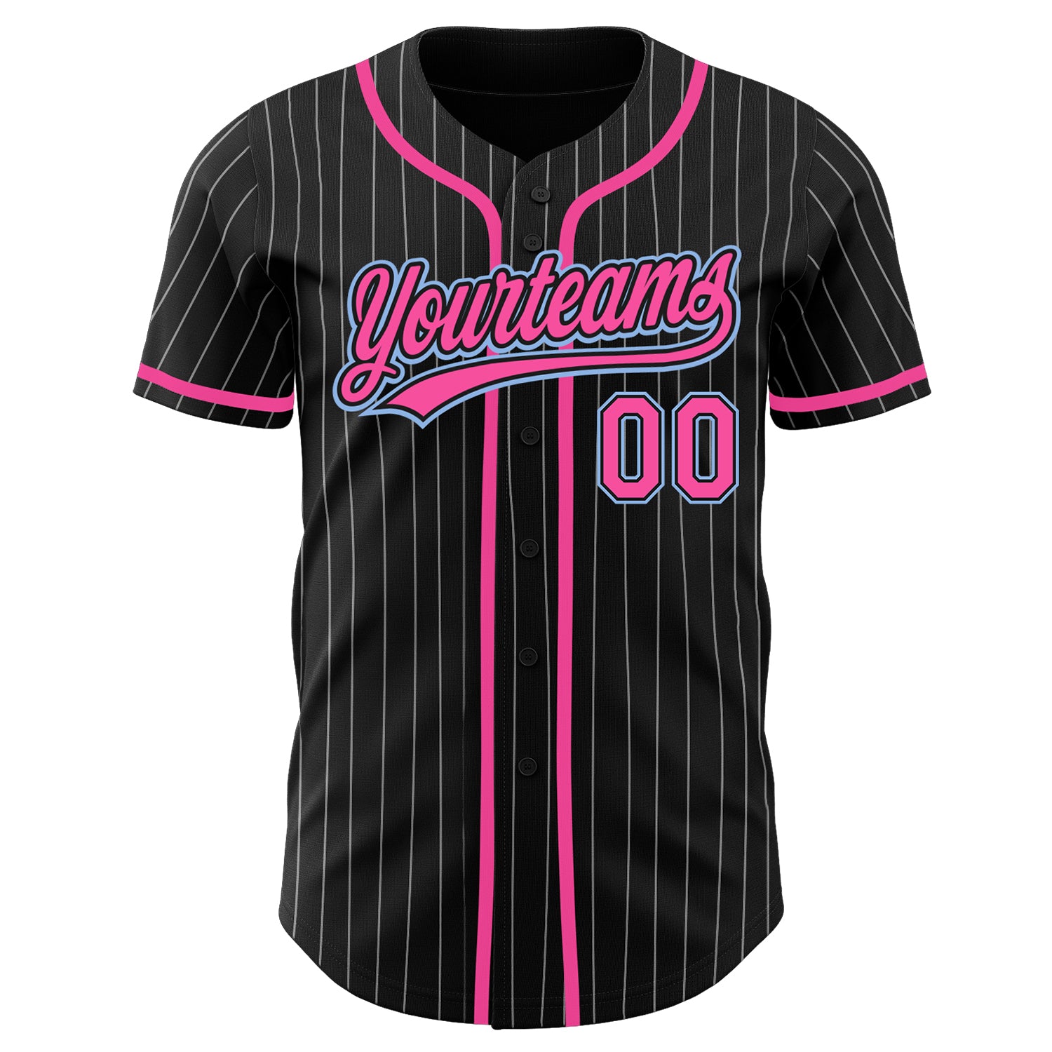 Custom Light Blue Pink Pinstripe Pink-White Authentic Baseball Jersey  Discount