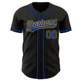 Custom Black Old Gold Pinstripe Royal Authentic Baseball Jersey