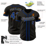 Custom Black Old Gold Pinstripe Royal Authentic Baseball Jersey