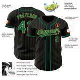 Custom Black Old Gold Pinstripe Kelly Green Authentic Baseball Jersey