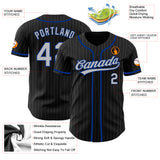 Custom Black Gray Pinstripe Gray-Royal Authentic Baseball Jersey