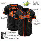 Custom Black Gray Pinstripe Orange Authentic Baseball Jersey