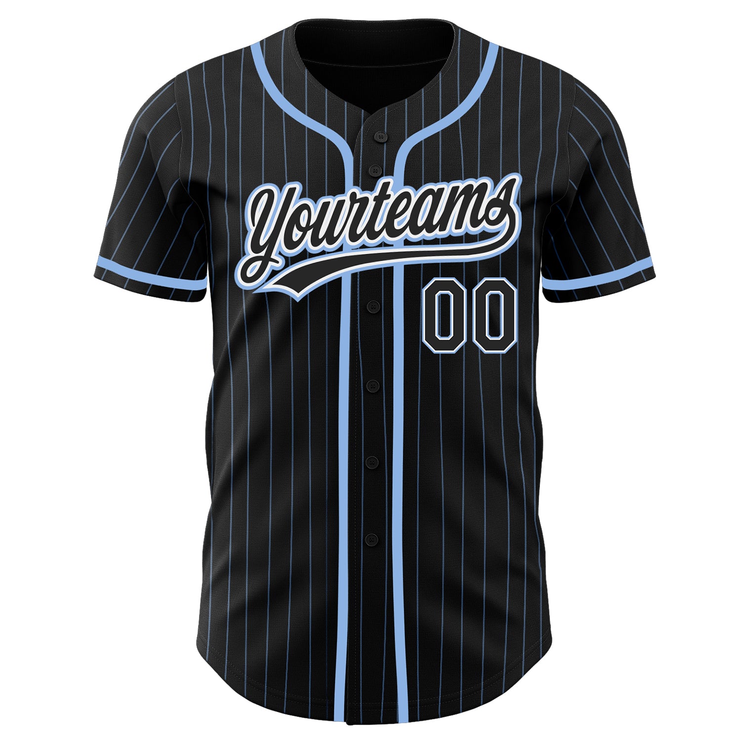 Custom Powder Blue White Pinstripe Black Authentic Baseball Jersey Discount