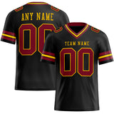 Custom Black Crimson-Gold Mesh Authentic Football Jersey