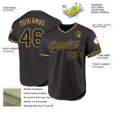 Custom Black Old Gold Authentic Throwback Baseball Jersey