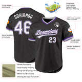 Custom Black Purple-Gray Authentic Throwback Baseball Jersey